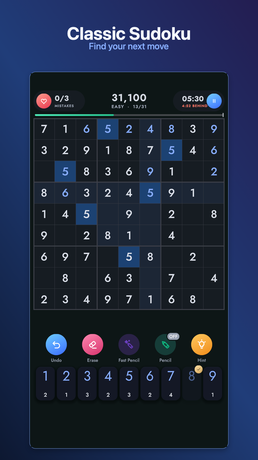 Sudoku gameplay screenshot 1
